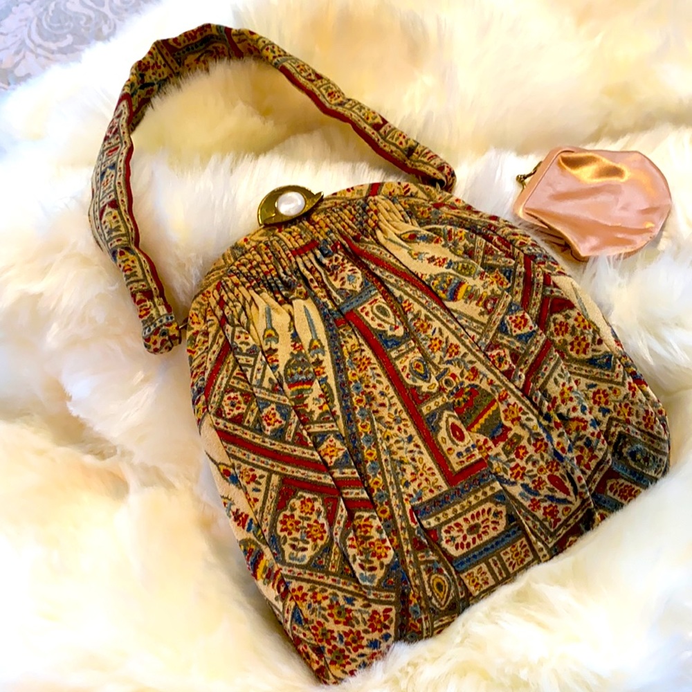 *Vintage* Colorful “Folkart” Handbag  Coin Purse